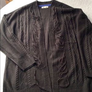 Black cardigan large with fringe detail